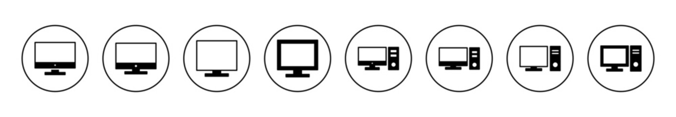 Computer icon set vector. computer monitor sign and symbol