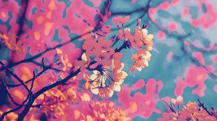 Outdoor-Kissen Bright Bold Colors Spring Pop Art Background created with Generative AI Technology © Sentoriak