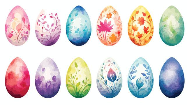 Watercolor Easter Eggs Vector Illustration