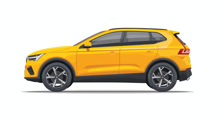 Fototapeta na wymiar Yellow SUV Family Car 2D Illustration C