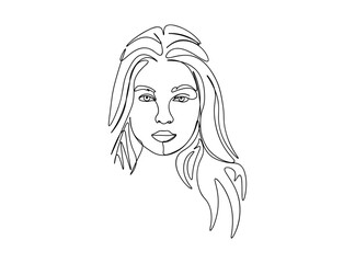 Woman, Girl Face Single Line Drawing Ai, EPS, SVG, PNG, JPG zip file