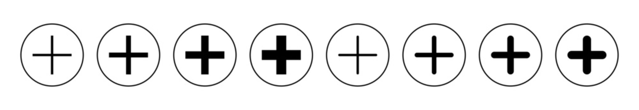 Plus Icon set vector. Add plus sign and symbol