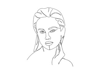 Woman, Girl Face Single Line Drawing Ai, EPS, SVG, PNG, JPG zip file