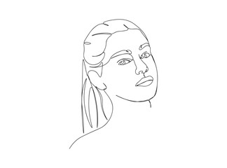 Woman, Girl Face Single Line Drawing Ai, EPS, SVG, PNG, JPG zip file