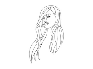 Woman, Girl Face Single Line Drawing Ai, EPS, SVG, PNG, JPG zip file