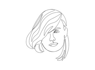 Woman, Girl Face Single Line Drawing Ai, EPS, SVG, PNG, JPG zip file