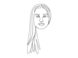 Woman, Girl Face Single Line Drawing Ai, EPS, SVG, PNG, JPG zip file