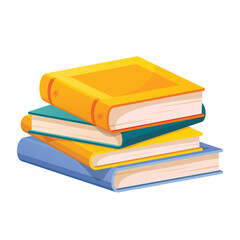 Vector illustration of colorful stack of books isolated on white background.
