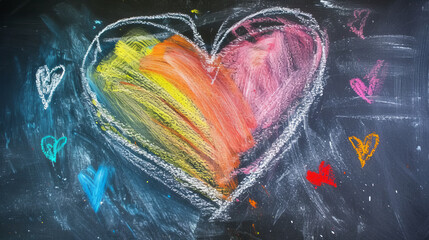 A child's vivid imagination comes to life through a vibrant acrylic painting of a heart, adorning a...
