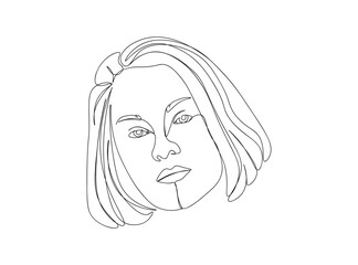 Woman, Girl Face Single Line Drawing Ai, EPS, SVG, PNG, JPG zip file
