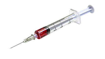 A crimson syringe filled with potent medicine rests on a sterile surface, ready to inject healing into a sickly body