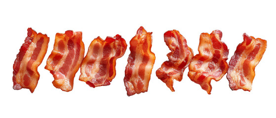 Bacon Strips Arranged on a White Background