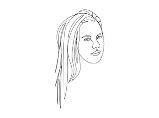 Woman, Girl Face Single Line Drawing Ai, EPS, SVG, PNG, JPG zip file