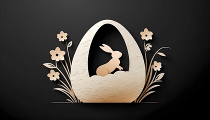 Happy easter card rabbit jumping in egg Vector design Black Background with space for copy concept of easter day  created with generative ai