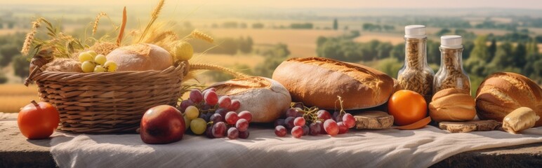 Rustic Bread and Fruit Picnic