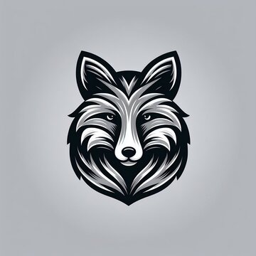 fox head illustration, Vector illustration fox, logo, art, drawing art Vector Design Illustration for gray Background with space for copy created with generative ai