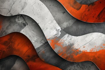 Colorful Abstract Background in the Style of Abstract Wave - Dark Silver and Red Sketch Shaped Canvases in White and Orange Wallpaper created with Generative AI Technology