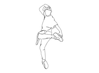 Hip Hop Dancer Single Line Drawing Ai, EPS, SVG, PNG, JPG zip file