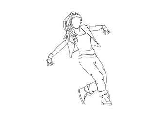 Hip Hop Dancer Single Line Drawing Ai, EPS, SVG, PNG, JPG zip file