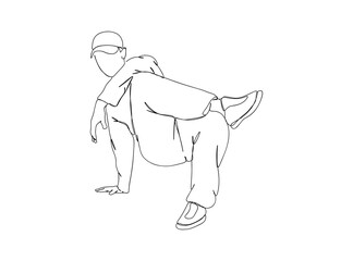 Hip Hop Dancer Single Line Drawing Ai, EPS, SVG, PNG, JPG zip file