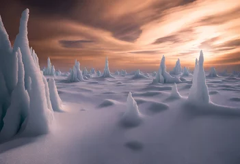 Fotobehang An eerie and surreal frozen landscape. © A Luna Blue