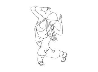 Hip Hop Dancer Single Line Drawing Ai, EPS, SVG, PNG, JPG zip file