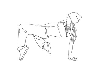 Hip Hop Dancer Single Line Drawing Ai, EPS, SVG, PNG, JPG zip file