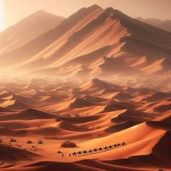 Desert Caravan Journey Adventure - obrazy, fototapety, plakaty