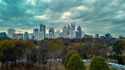 Obraz premium Aerial view of skyline of Mid town Atlanta