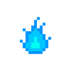 ドットで描かれた青い火のゲームイラスト