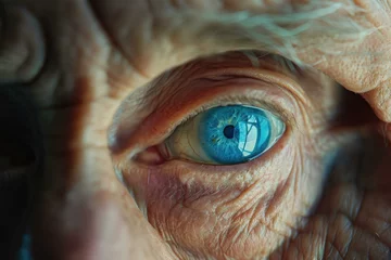Möbelaufkleber An old man's eye with a blue eye. Generative AI. © Natalia