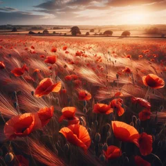Deurstickers Poppy Field Floral Background 3 © Park Windsor