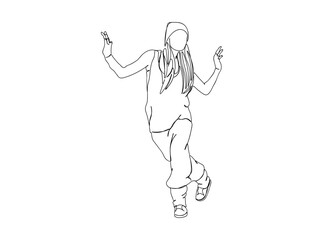 Hip Hop Dancer Single Line Drawing Ai, EPS, SVG, PNG, JPG zip file