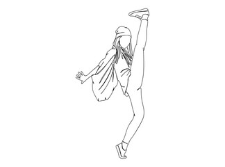 Hip Hop Dancer Single Line Drawing Ai, EPS, SVG, PNG, JPG zip file