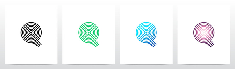 Concentric Circles Ripples Signal Letter Logo Design Q © recehan
