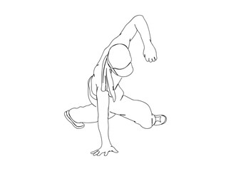 Hip Hop Dancer Single Line Drawing Ai, EPS, SVG, PNG, JPG zip file