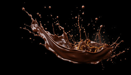 chocolate splash on black background