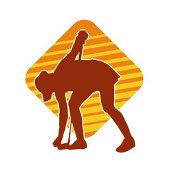 Silhouette of a woman playing golf. Silhouette of a female golfer in action pose.