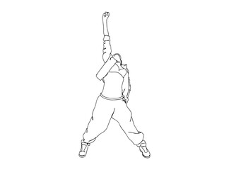 Hip Hop Dancer Single Line Drawing Ai, EPS, SVG, PNG, JPG zip file