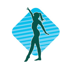 Silhouette of a slim female model in feminine pose. 