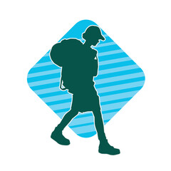 Silhouette of a female traveller with backpack
