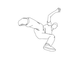 Fototapeta na wymiar Hip Hop Dancer Single Line Drawing Ai, EPS, SVG, PNG, JPG zip file