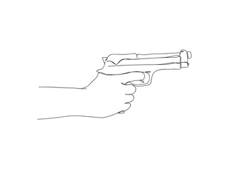 Gun with Hand Single Line Drawing Ai, EPS, SVG, PNG, JPG zip file