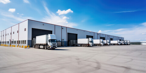 Naklejka premium Busy Cargo Transportation at Industrial Shipping Dock