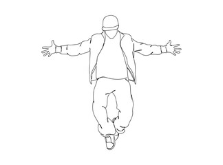 Hip Hop Dancer Single Line Drawing Ai, EPS, SVG, PNG, JPG zip file