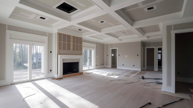 From start to finish the drywall professionals exee each step with precision creating a stunning backdrop for a newly renovated living room with smooth walls and crisp corners.