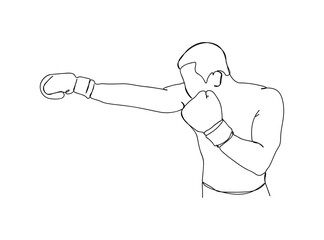 Boxing Player Single Line Drawing Ai, EPS, SVG, PNG, JPG zip file