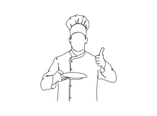 Chef Single Line Drawing Ai, EPS, SVG, PNG, JPG zip file