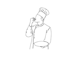 Chef Single Line Drawing Ai, EPS, SVG, PNG, JPG zip file