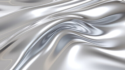 Holographic silver chrome gradient waves , liquid texture abstract background. Liquid surface, ripples, reflections. 3d render illustration.